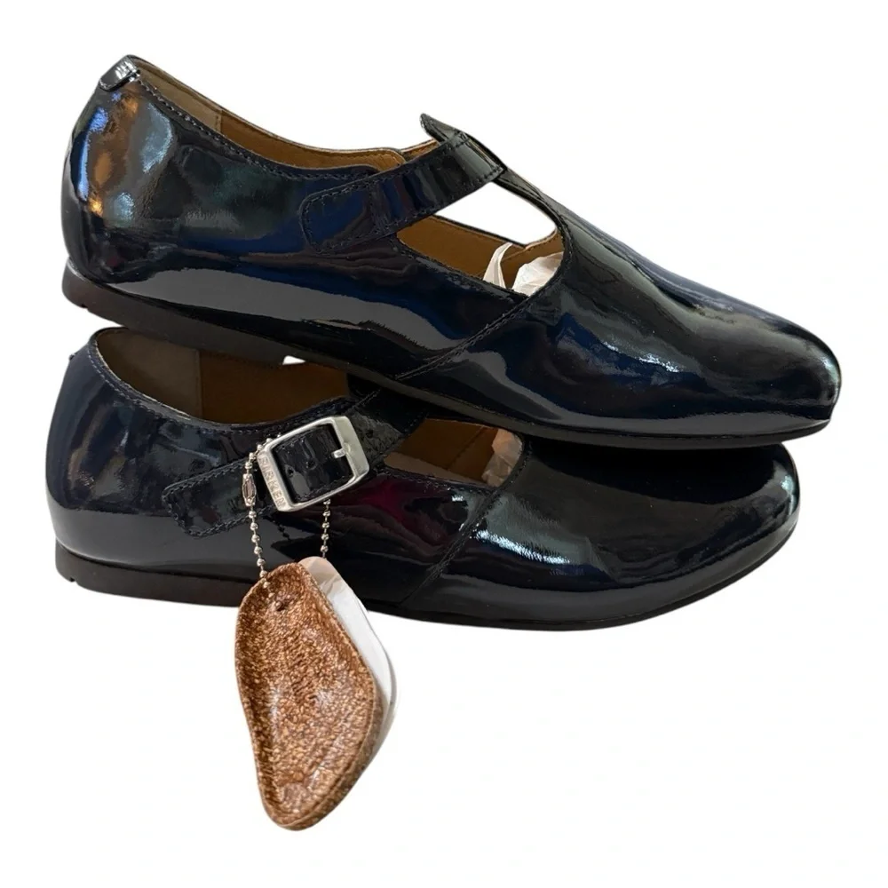 Birkenstock Tickel Patent Navy Mary Jane Shoes - Size 37 (US 6)